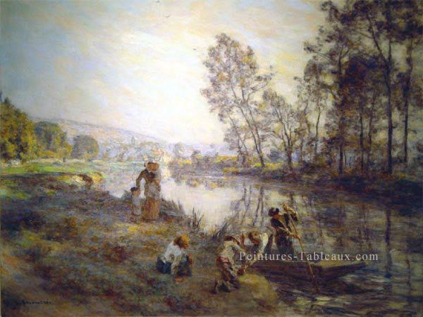 Chiffres par un flux country vers 1920 scènes rurales paysan Léon Augustin Lhermitte Peintures à l'huile
